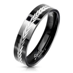 Arrow Engraved Design Center Black PVD Stainless Steel Ring‎ Size 9
